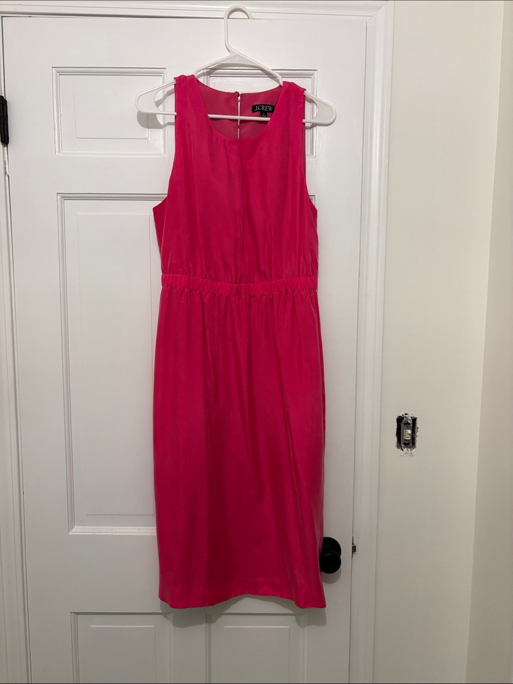 J. Crew Bright Pink Sleeveless Midi Dress